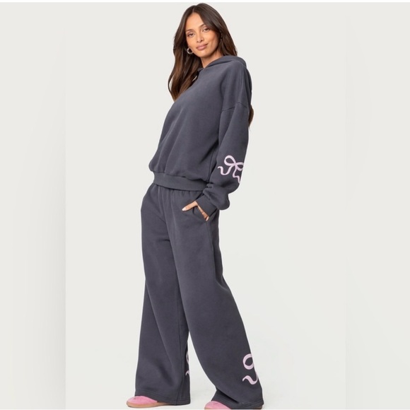 Edited grey hoodie and matching pants with bow details size large NWT - Picture 5 of 11